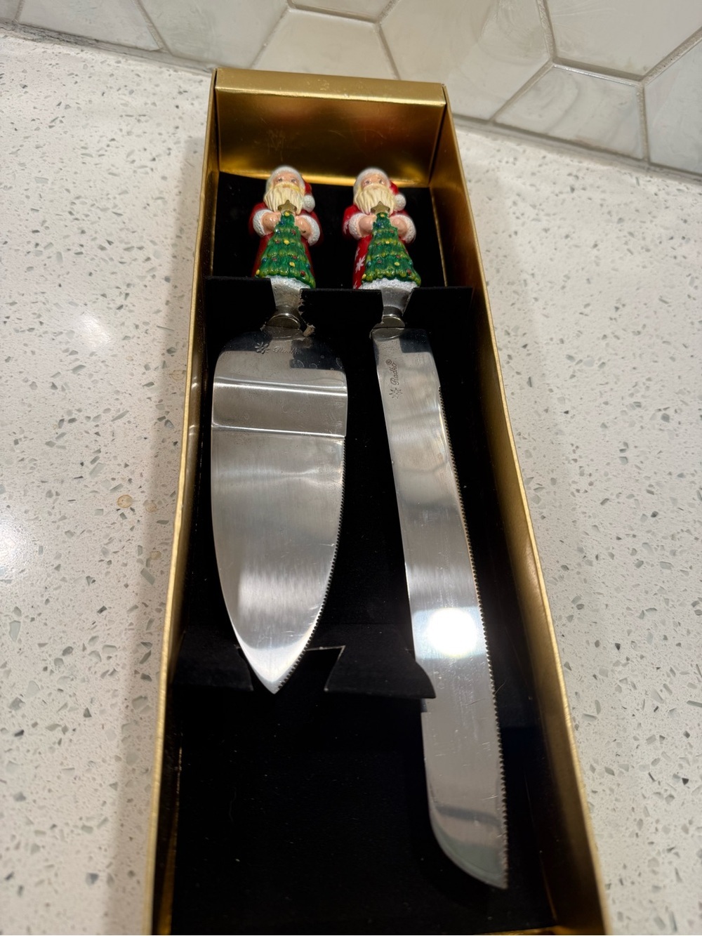 Christopher Radko Santa Claus Cake Knife & Server Set Christmas Holidays Box